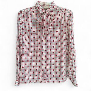 Vtg 70s/80s James Kenrob by Dalton red and blue button up shirt size 6 fits S/M